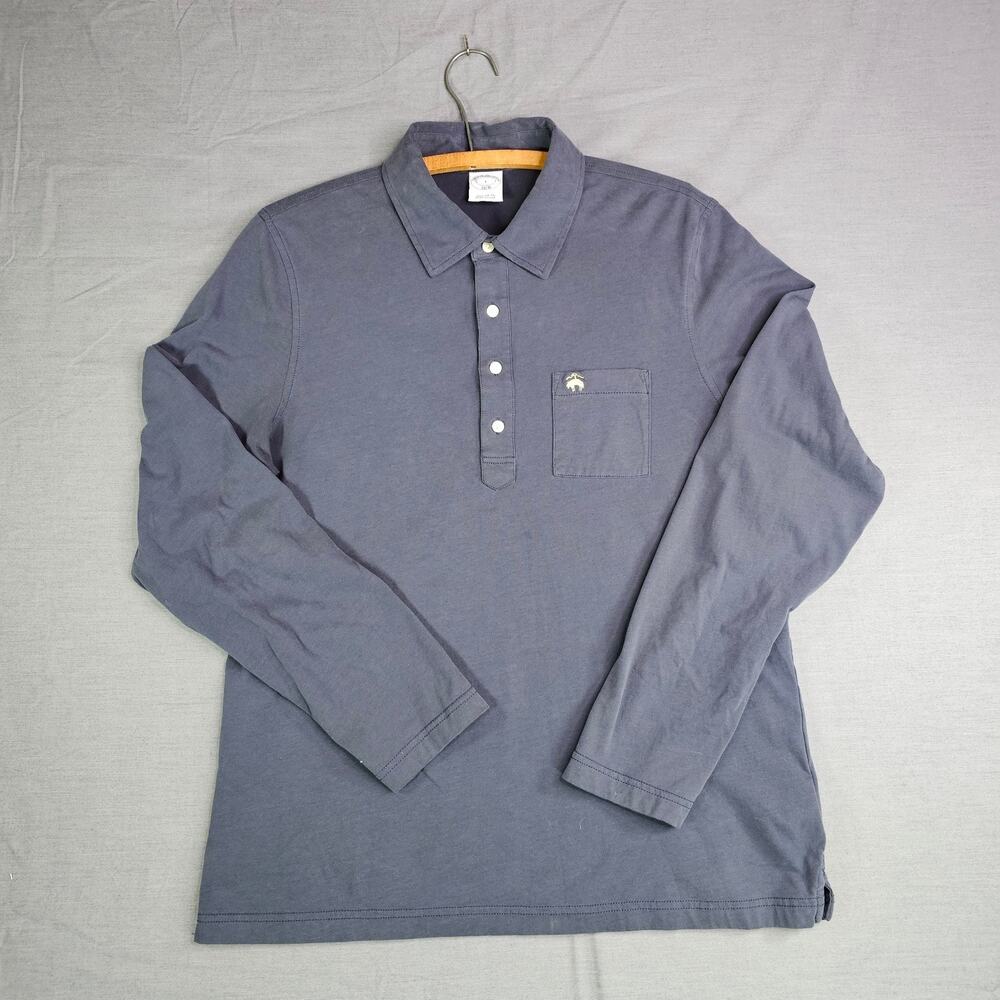 Brooks Brothers 1818 Performance Polo Slim Fit Long Sleeve Blue Men's Large